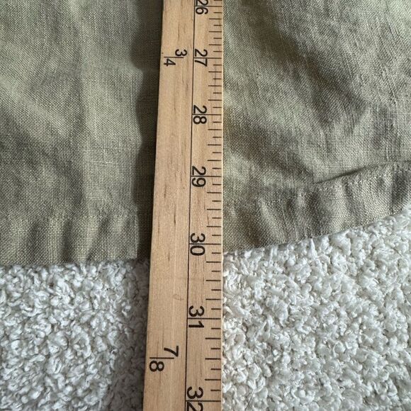 Cut loose Top womens Size XL button up linen shirt olive green Tunic minimalist - Picture 7 of 10